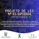 Câmara Municipal de Nova Mamoré aprova Projeto de Lei nº 51-GP/2024